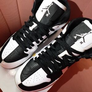 Jordan 1 mid Black and White Sneakers with split detail